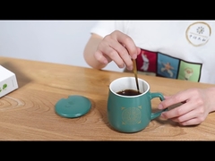 Matte 7x9cm herbruikbare keramische koffiekop Traditionele Chinese geneeskunde met lepel